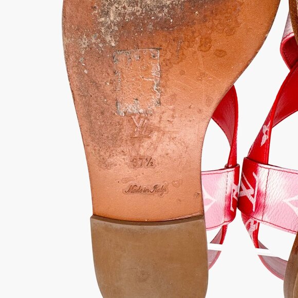 Louis Vuitton Palma Flat Sandals Size 37.5 US 7.5 Pink Ombre LV Criss Cross - Picture 13 of 16